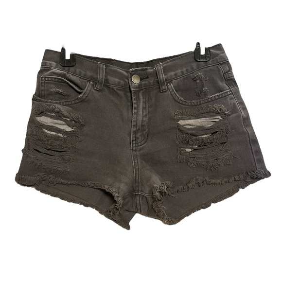 Billabong Charcoal Distressed Jean Shorts Size 26 - Picture 1 of 7